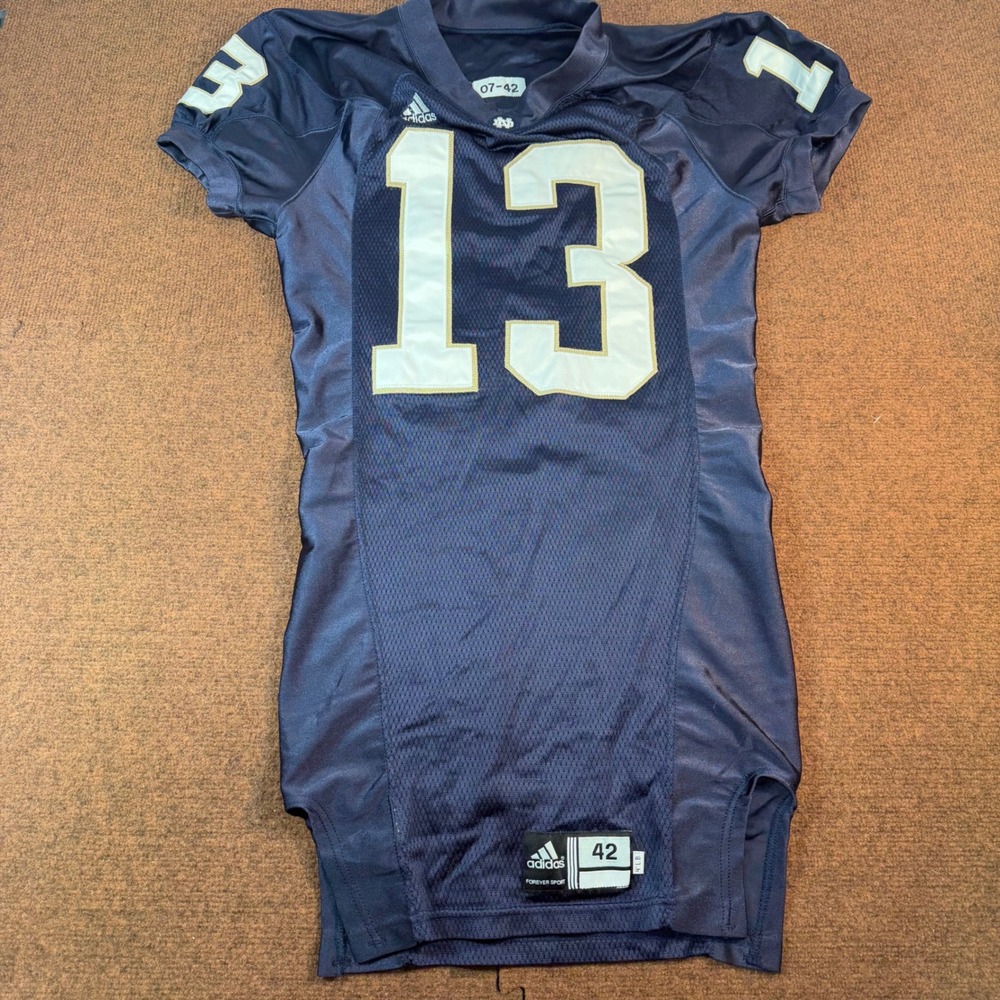Adidas Notre Dame Fighting Irish Game Worn Jersey Navy 13 Mens 42 2007 07-42